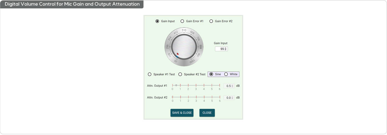 Digital Volume Control for Mic Gain and Output Attenuation
